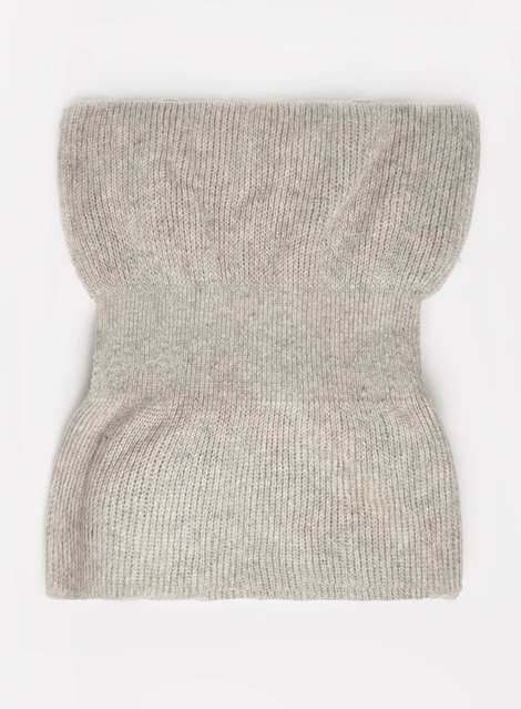 Grey Frill Knitted Scarf